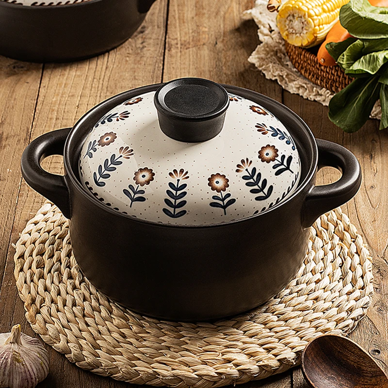 【摩登主妇】砂锅炖锅家用耐高温汤锅燃气煤气灶专用煲汤炖汤陶瓷