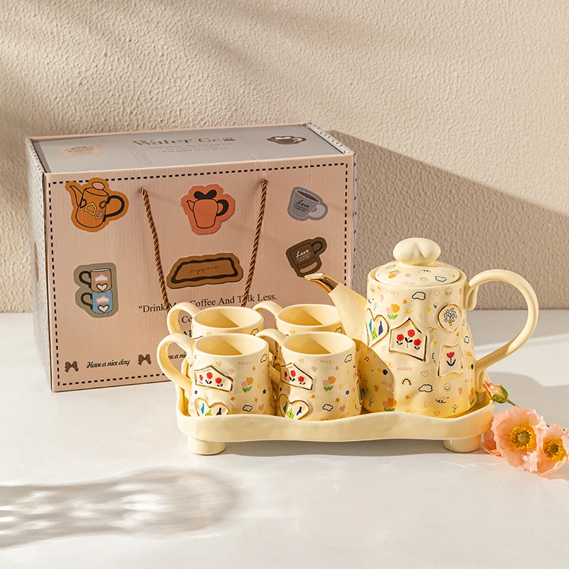 【摩登主妇】乔迁送礼陶瓷泡茶壶家用水杯茶水壶套装结婚伴手礼