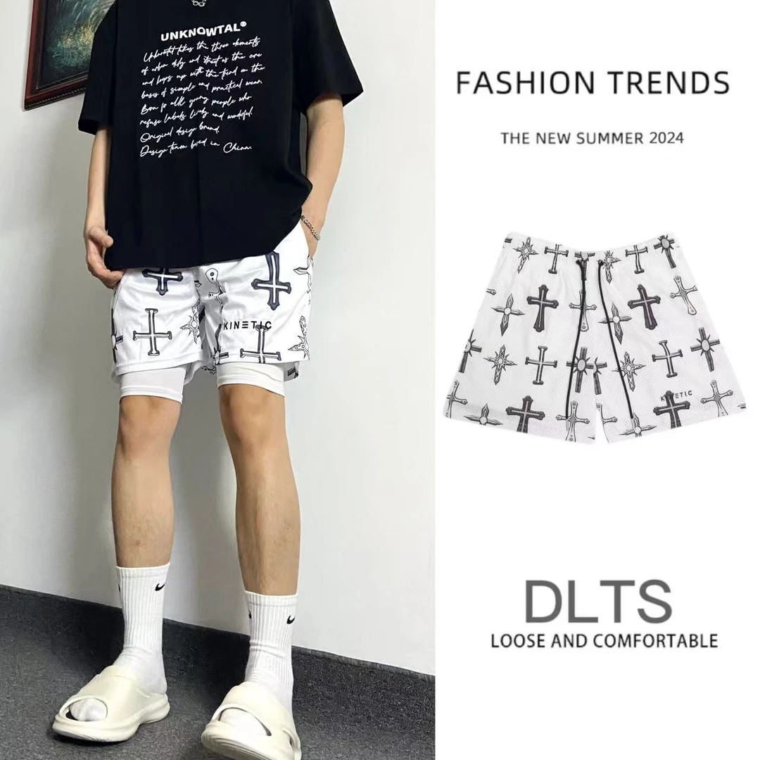 美式篮球短裤男2024夏季四分裤不过膝运动休闲速干透气篮球短裤男