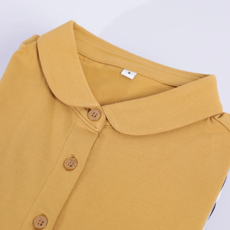 3186【女士小圆领弹力衬衫】纯色翻领秋季衬衣长袖休闲打底衬衫