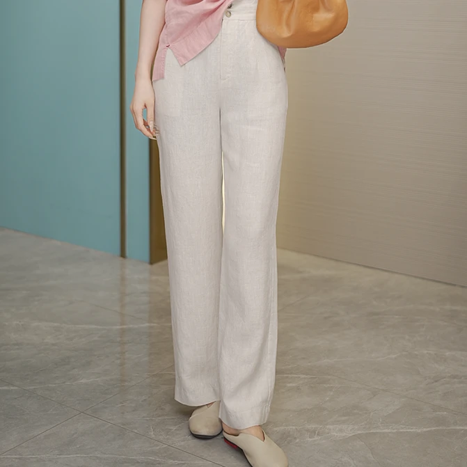 兰姐×时空集100%汉麻1007新款女士休闲裤遮肉显瘦垂感直筒夏季