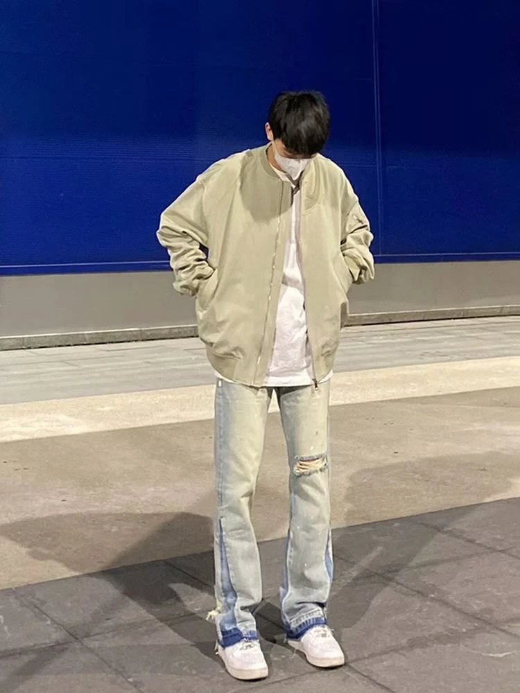 飞行员夹克外套男潮流棒球服欧美式hiphop设计感高街痞帅上衣百搭