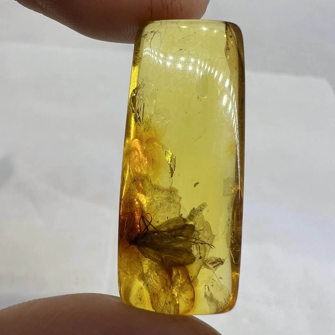 天然琥珀虫珀无事牌吊坠规格尺寸：31.8*13.4*7.6mm