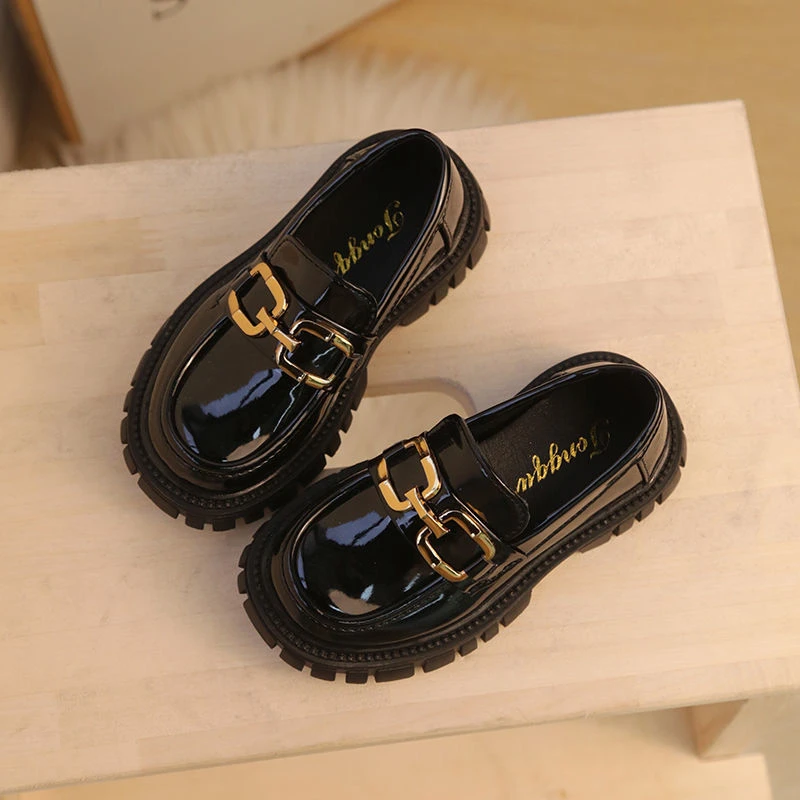 公主鞋女童2025春款乐福鞋女宝宝黑色小皮鞋时尚一脚蹬儿童单鞋子