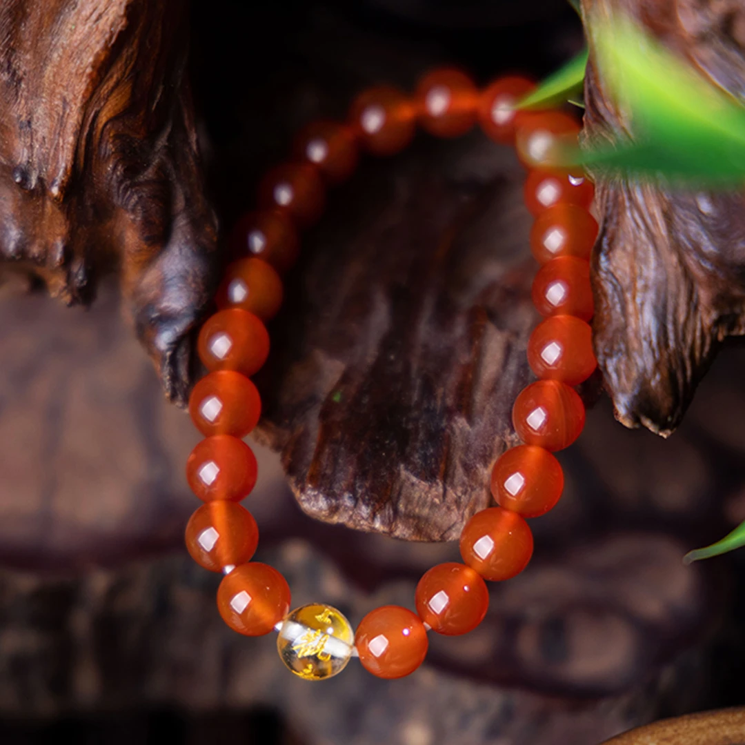 三亚南山普门文创红色玛瑙自用馈赠混搭款精品创意8mm手串