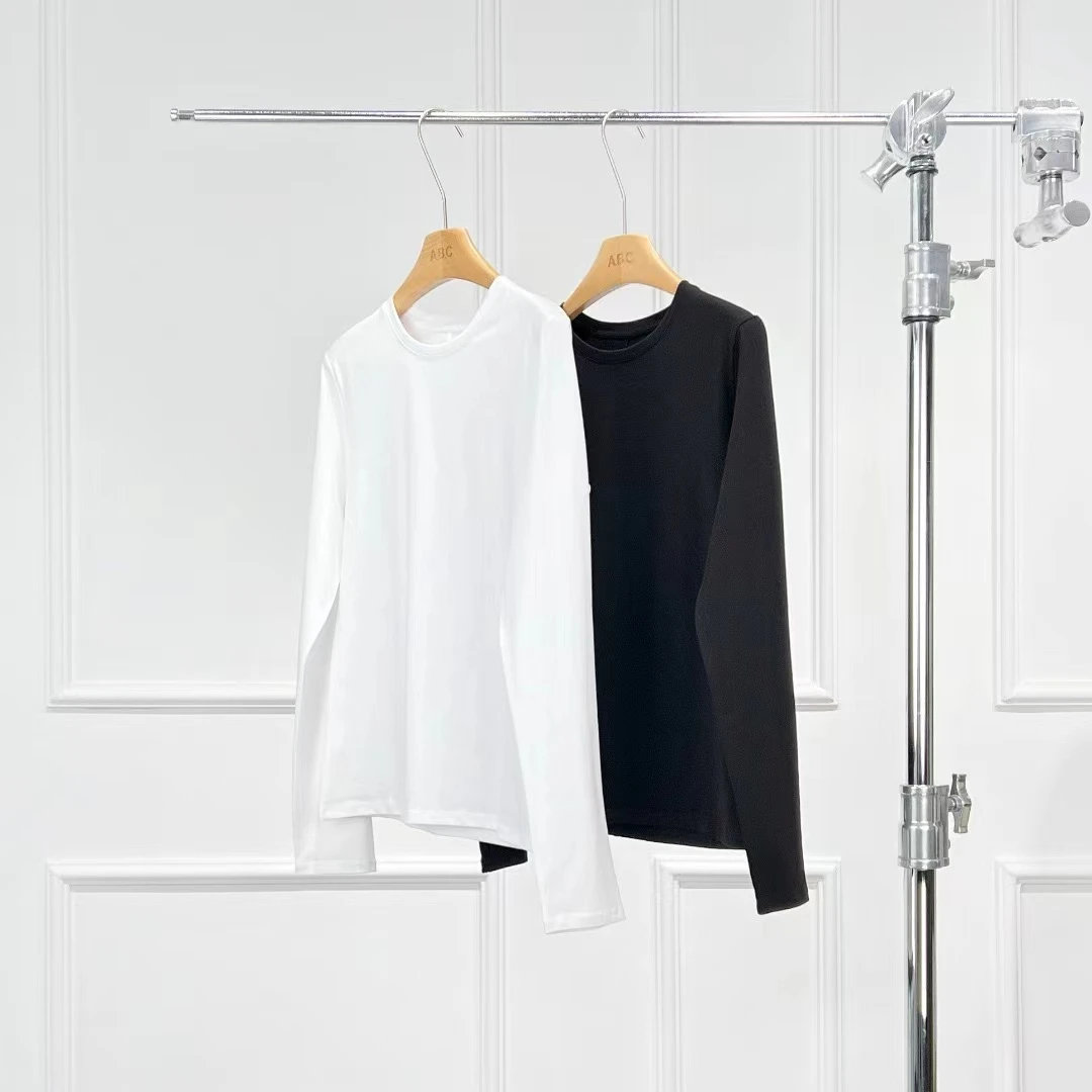 【赛斯米莫专属】春秋季纯色T桖棉女宽松内搭纯棉