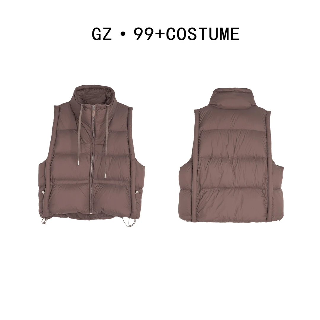 小九推荐 姿意随心 冬季新款时尚抽绳90白鸭绒羽绒马甲T9920