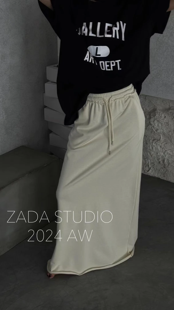 ZADA早秋新款 慵懒百搭舒服长款卫裙半身裙5759