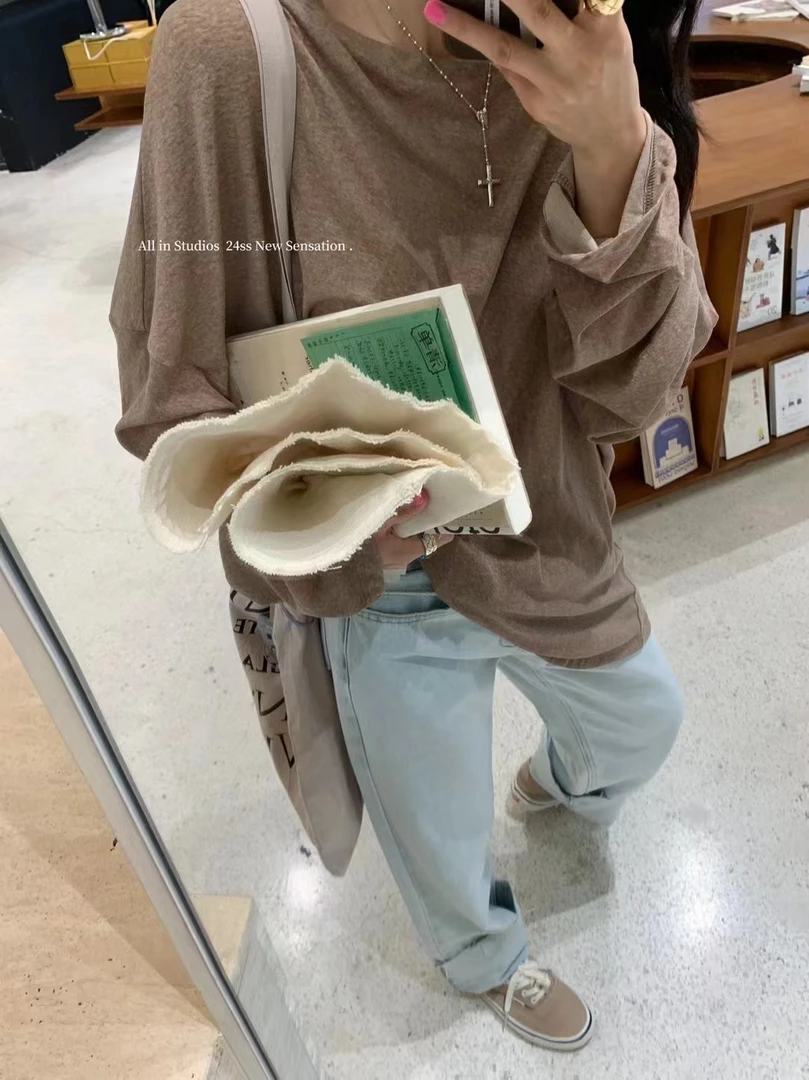 All In新款 纯色水洗薄薄的舒服防晒长袖T恤708