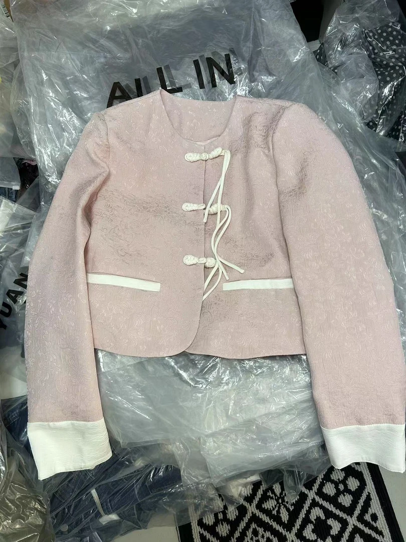 谢欧奈新款 粉色新中式小香外套