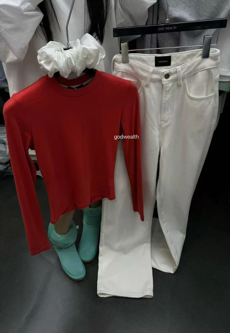 GOD财神新款 纯色百搭短款长袖打底T恤801188