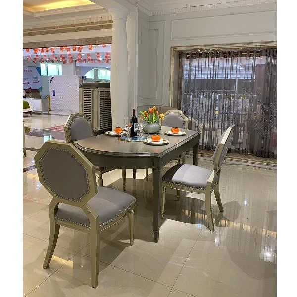 金沐家具美式轻奢长餐桌高级灰系列长餐桌木面石面长餐桌