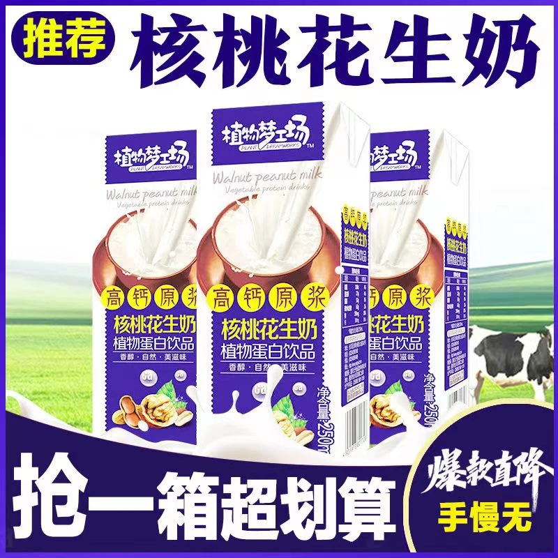 核桃花生加钙奶青少年儿童成长早餐伴侣面包奶饮料乳饮品250营养