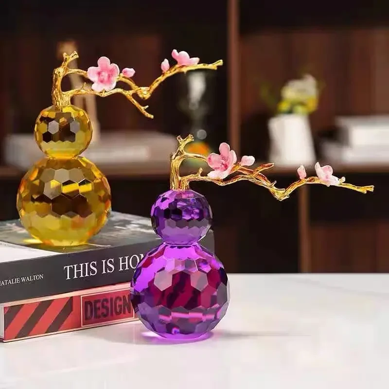 花开富贵水晶葫芦中式轻奢摆件客厅酒柜桌面装饰品