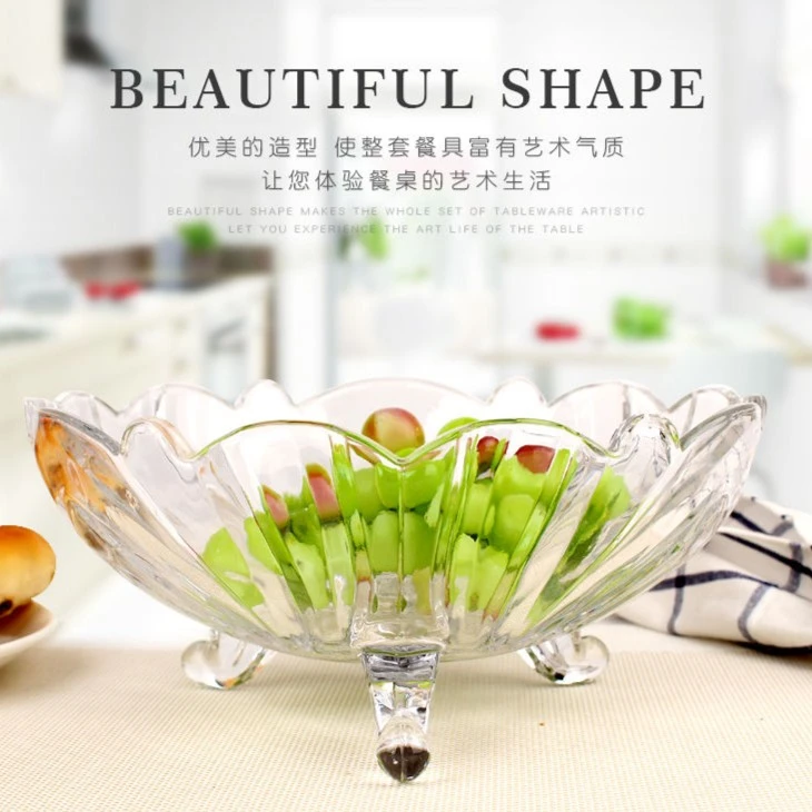 简约透明色欧式大号三角无铅玻璃水果盘盘子