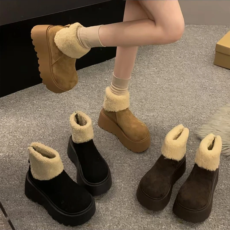 厚底增高雪地靴女款勃肯马丁靴2025新款冬季加绒保暖短靴大头棉鞋