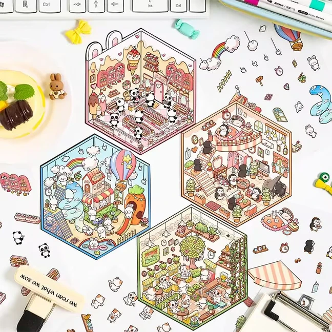 【团单链接】造景贴纸对对碰 造景贴纸3D立体贴纸DIY手工玩具贴纸