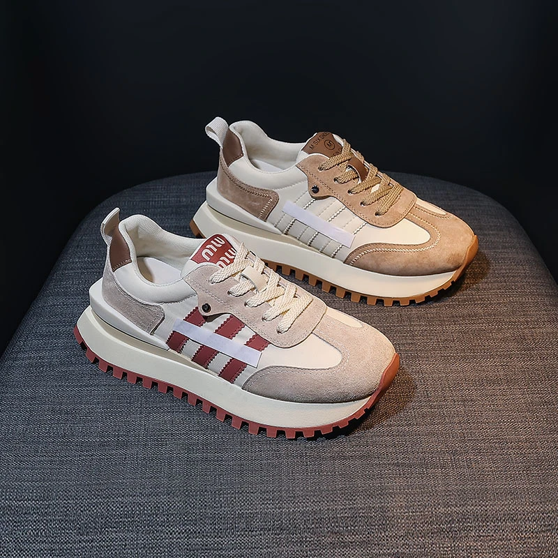 【莉姐】复古阿甘鞋女2024夏季新舒适休闲女鞋真皮厚底百搭老爹鞋