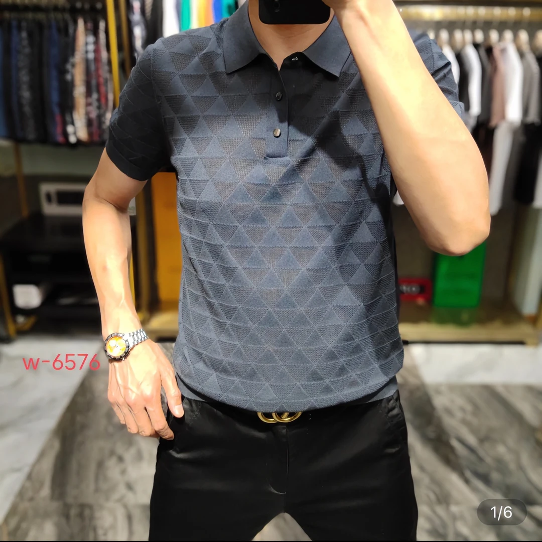 2025夏季新款针织短袖翻领男士polo衫舒适透气商务休闲