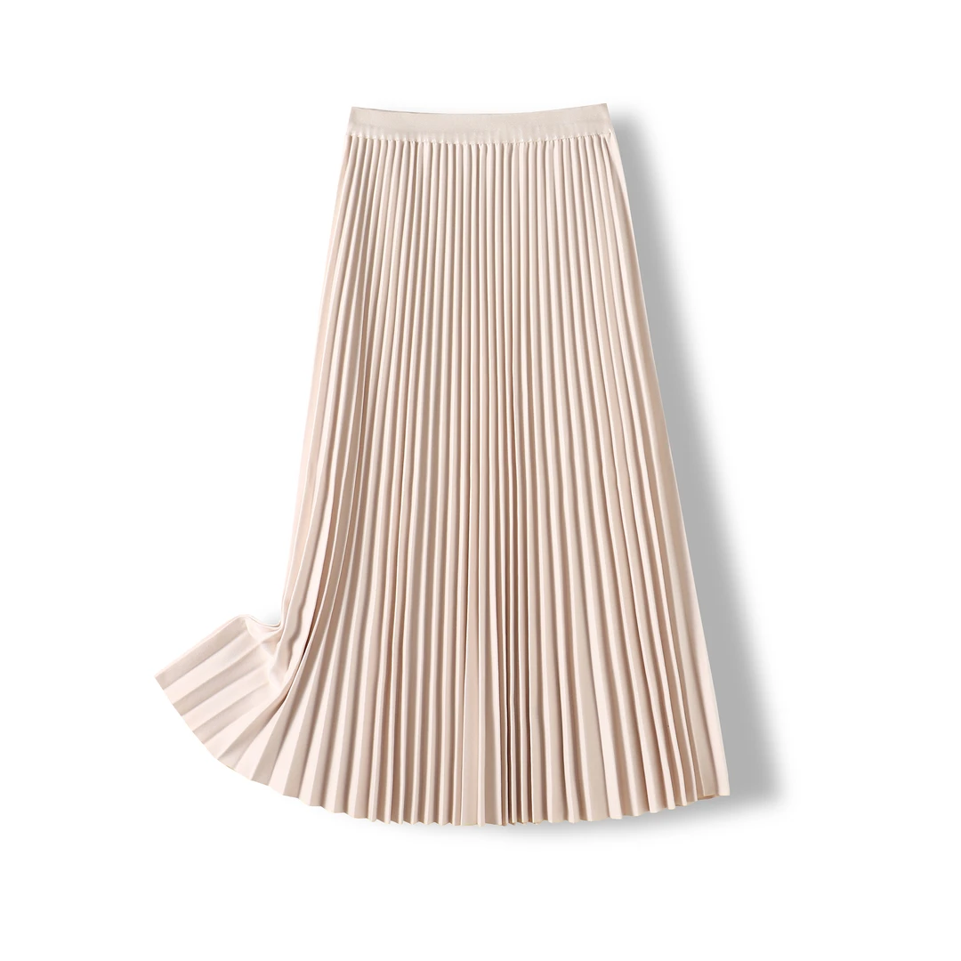 QZ025337 CHIC WIWI 秋冬美拉德a字赫本毛呢质感百褶半身裙子女