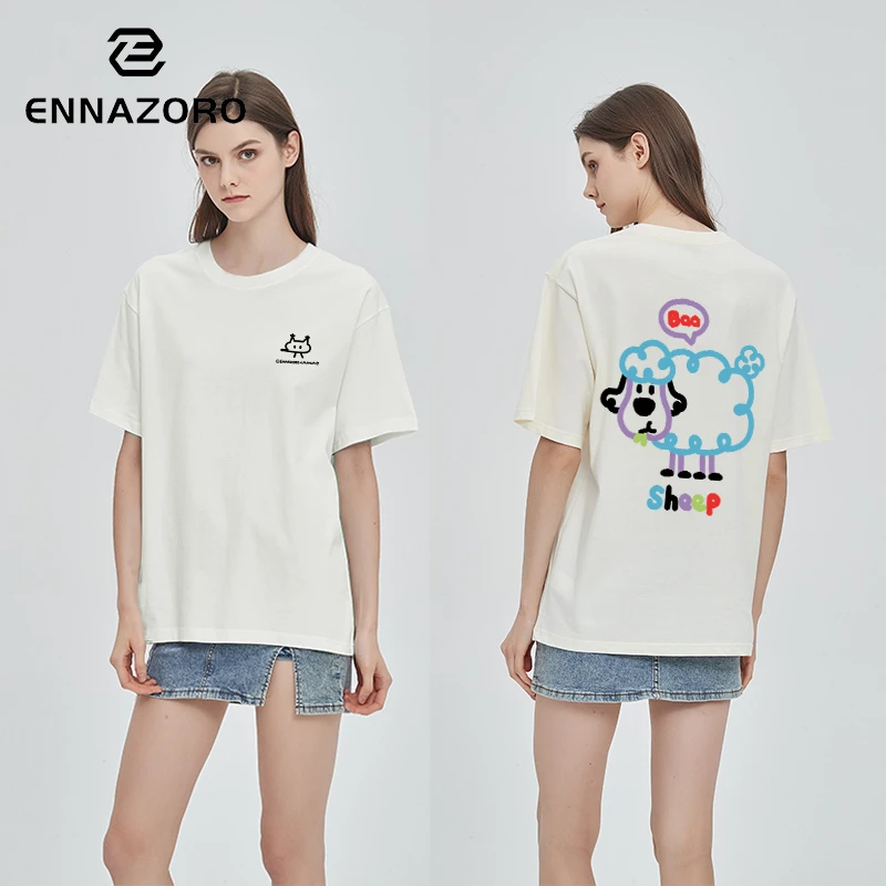 ENNAZORO十二生肖 羊 24SS新款纯棉T恤女美式潮牌上衣情侣装男
