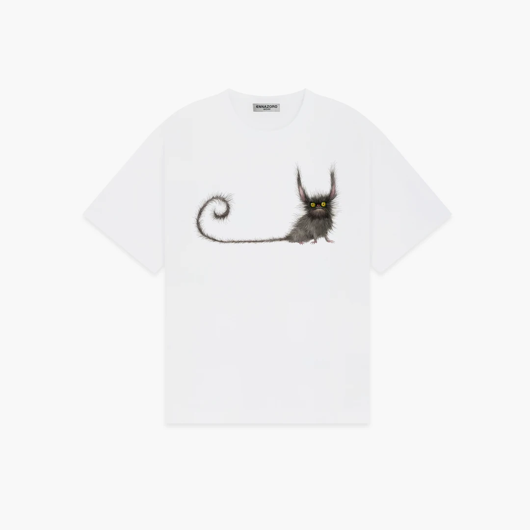 ENNAZORO炸毛老鼠 夏季新款短袖纯棉T恤女美式潮牌上衣情侣装男