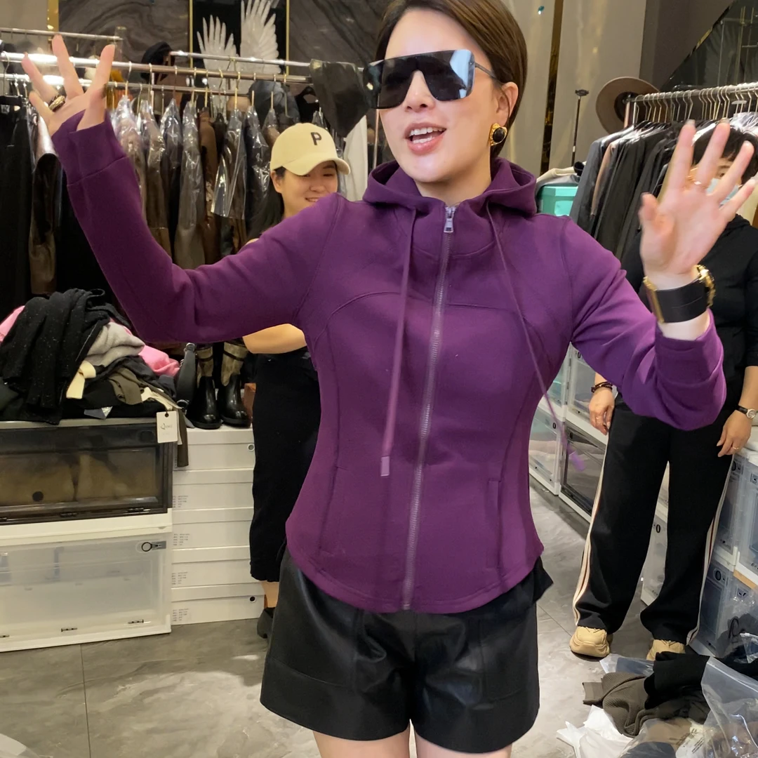 JING2025春季新款23603连帽开衫女装修身百搭长袖休闲外套上衣