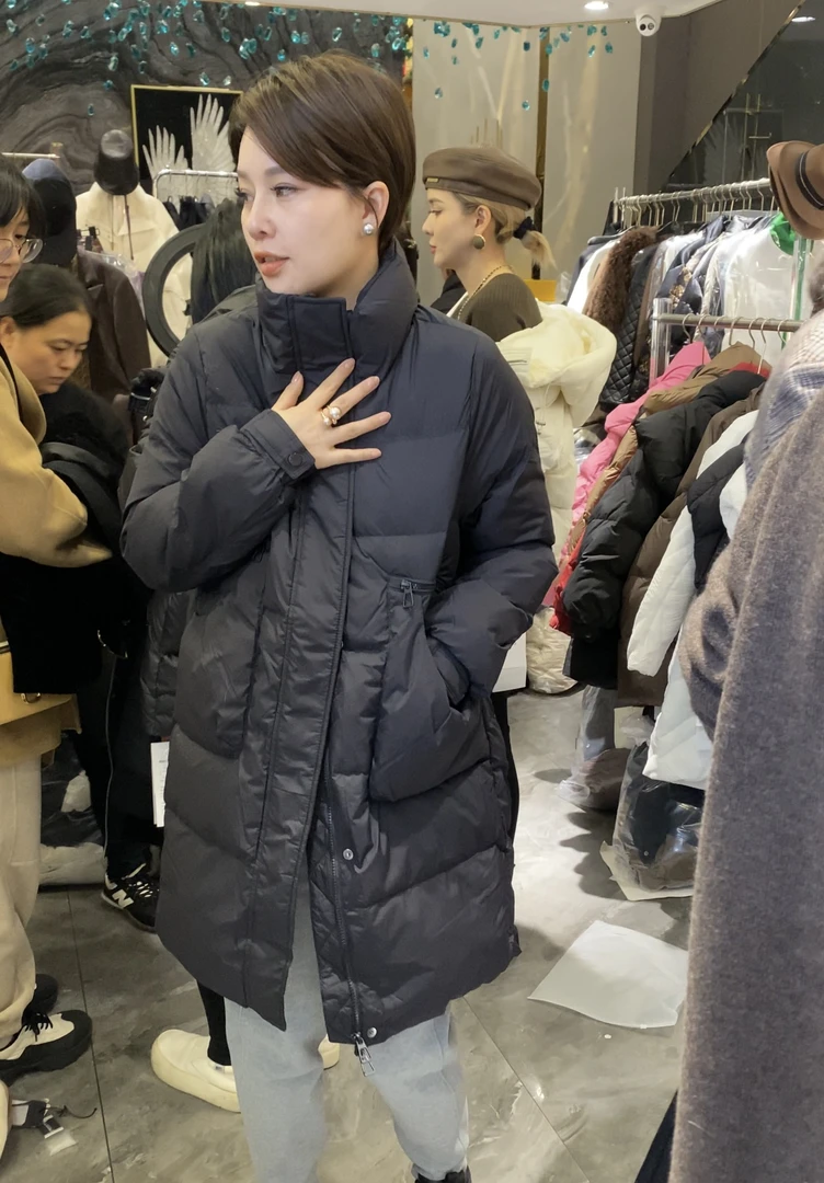 JING2023冬季新款83156立领保暖羽绒服中长款白鸭绒长袖外套休闲