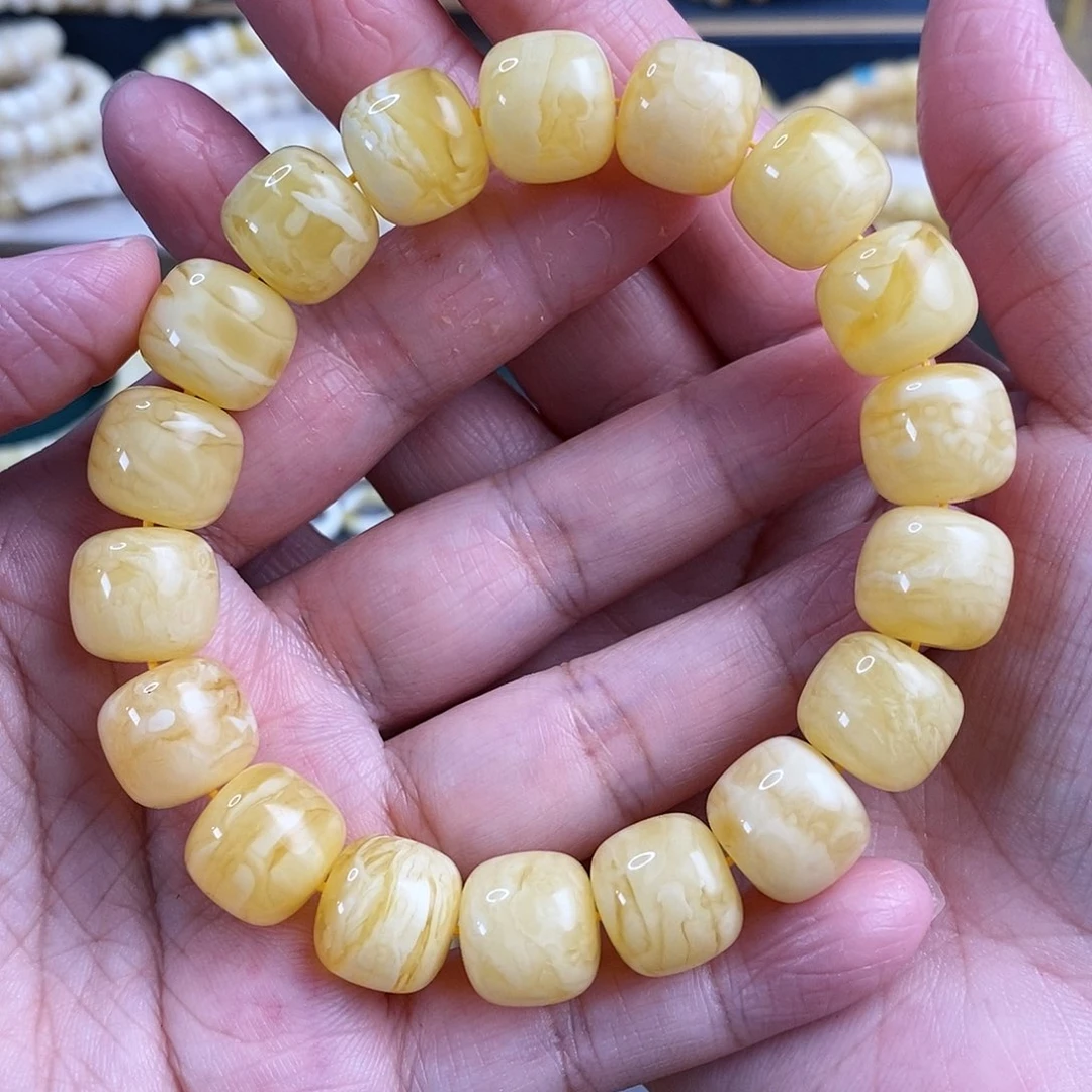 琥珀裸石未镶嵌虎皮纹老型手串13