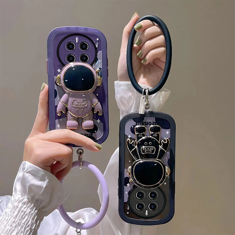 适用于【华为】Mate50胖妞透明宇航员带支架手环手机壳