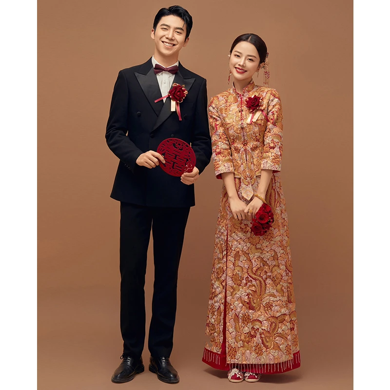 秀禾服2023年新款新娘结婚婚服中式婚纱敬酒服龙凤褂小个子高级感