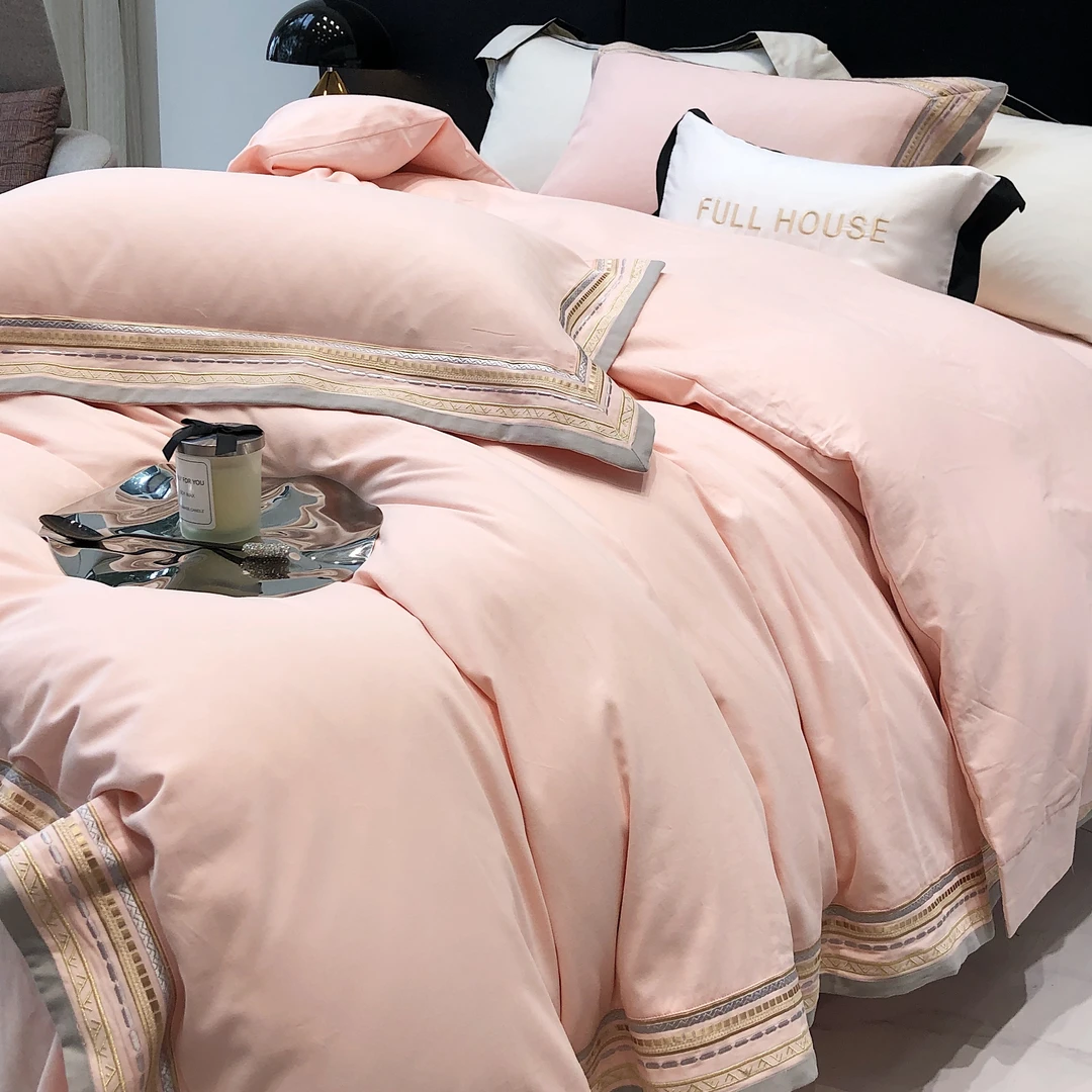 【沐梵家居】高货特！高端火山全棉长绒棉轻磨毛刺绣款床品——凯瑟琳