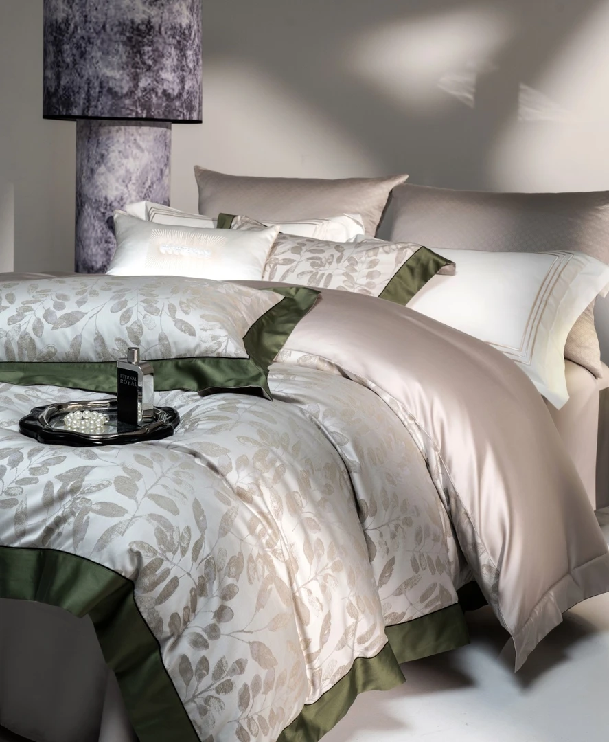 【沐梵家居】品牌定制！夏朵 黄金臻丝棉轻奢色织提花款床品-詹娜