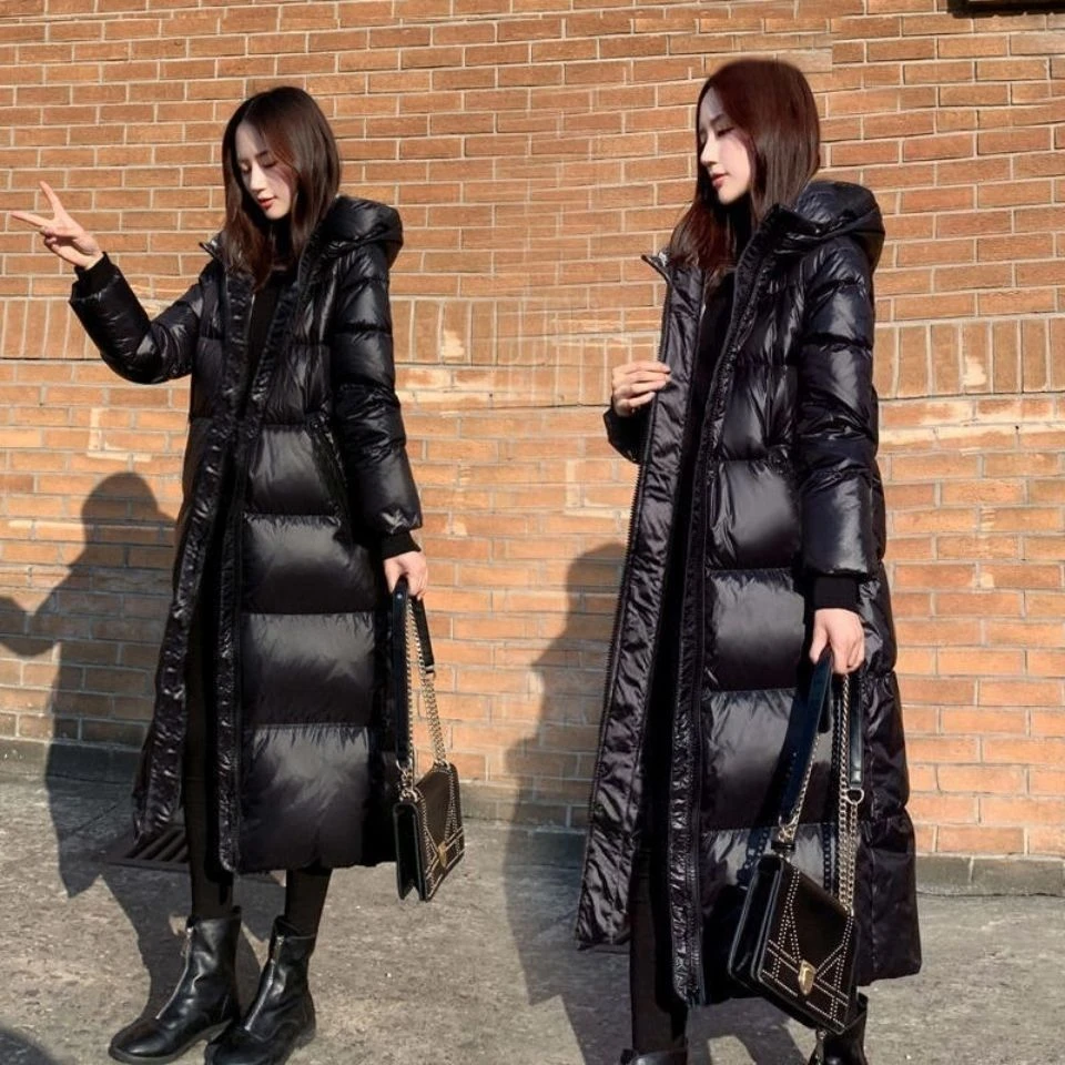 【工厂直销】冬季新款网红爆款黑色棉服女过膝长款韩版显瘦棉衣外套