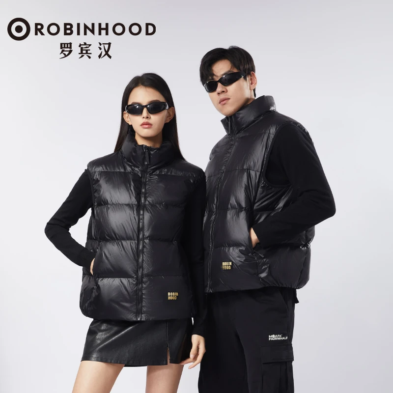 罗宾汉运动短款时尚户外秋冬保暖男女同款羽绒马甲S-R038Y11146