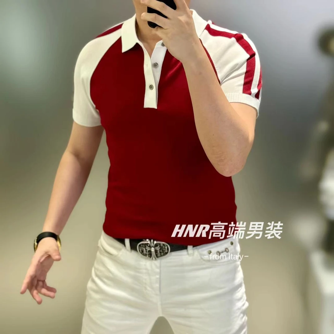 多色系列简约拼色短袖新款男士百搭休闲时尚潮流九色POLO衫B10