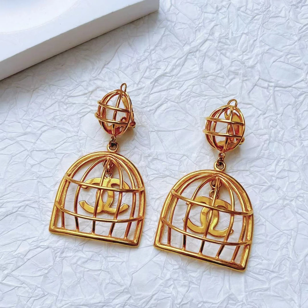 95新  柚礼中古Yooli vintage/香奈儿鸟笼耳夹CQ403031