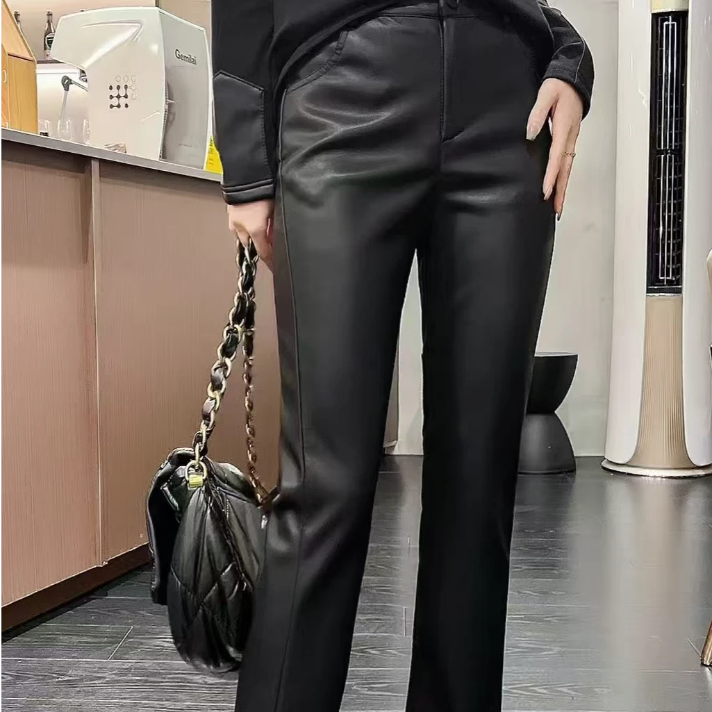 88396 皮裤洋气加磨毛秋冬直筒