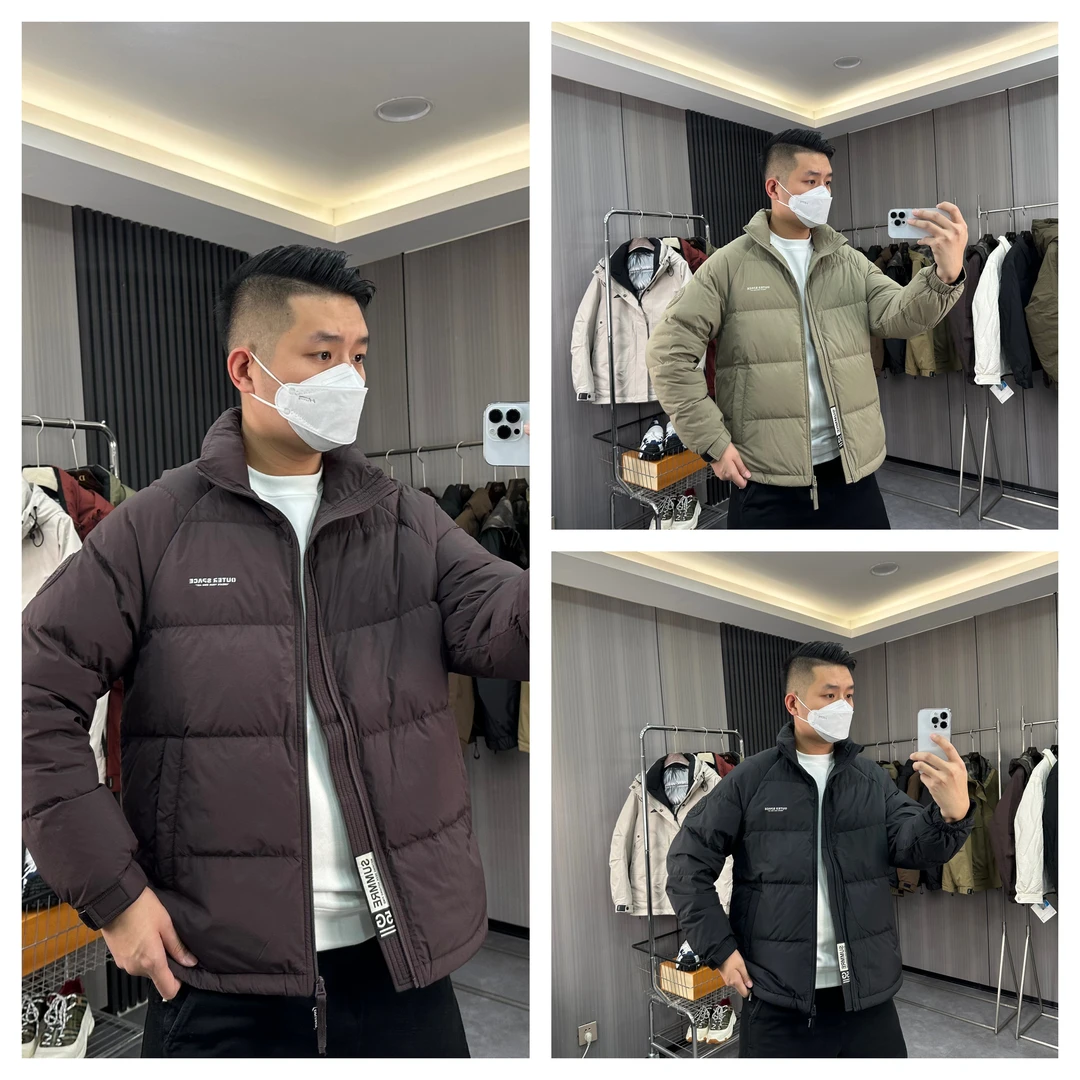 2024冬季新款90白鸭绒男士保暖轻盈立领羽绒服青年百搭轻薄面包服