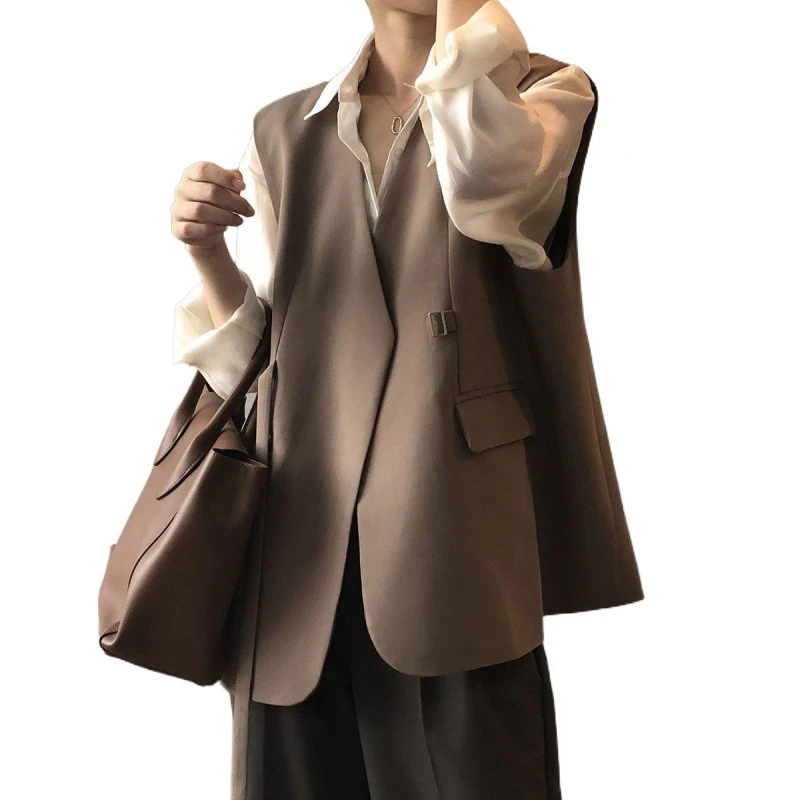 大码女2025叠穿马甲外搭宽松衬衫西装气质日系欧货新款外套背心