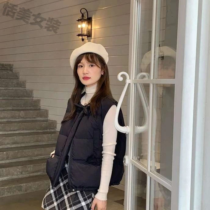 背心冬季显瘦女新款小个子棉马甲2025圆领蝴蝶结原创百搭外套