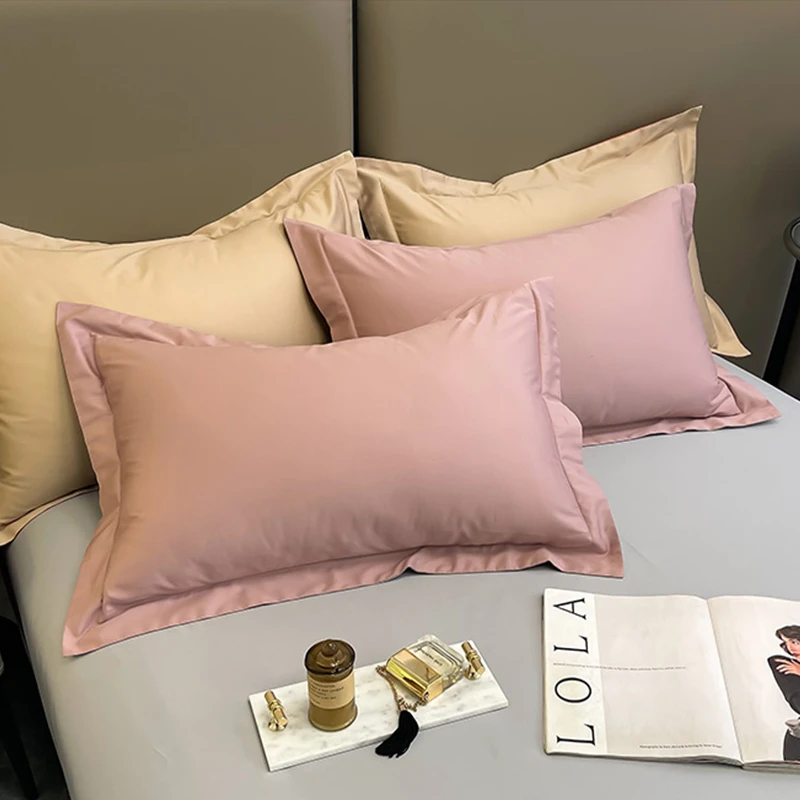 【正品枕套】轻奢简约 长绒棉纯色舒适枕套一对装 高端家用学生宿舍
