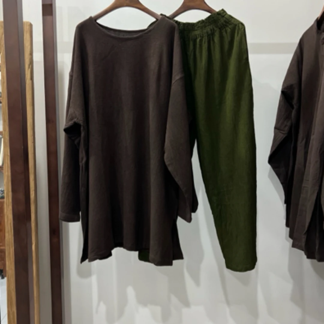 【正品】惠中布衣长麻L配宽裤M 厚款