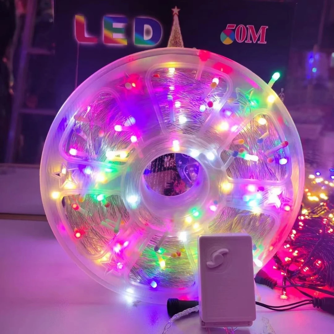 【马卡龙】盒装新年灯串V8大灯珠百米560灯节日装扮彩色多功能彩灯