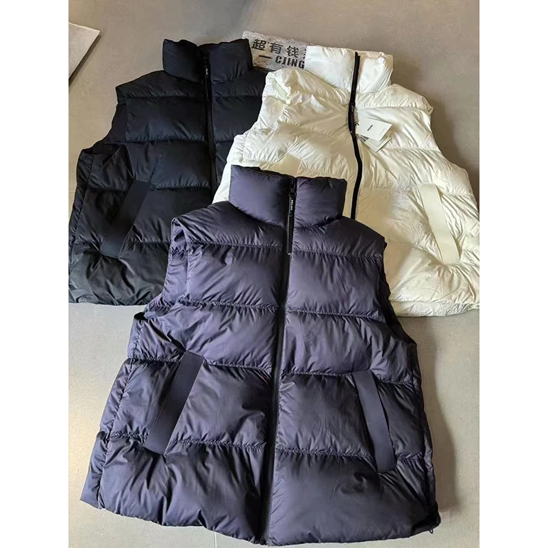 JING2024冬季新款3358宽松百搭白牙龙马甲女装保暖无袖立领马夹