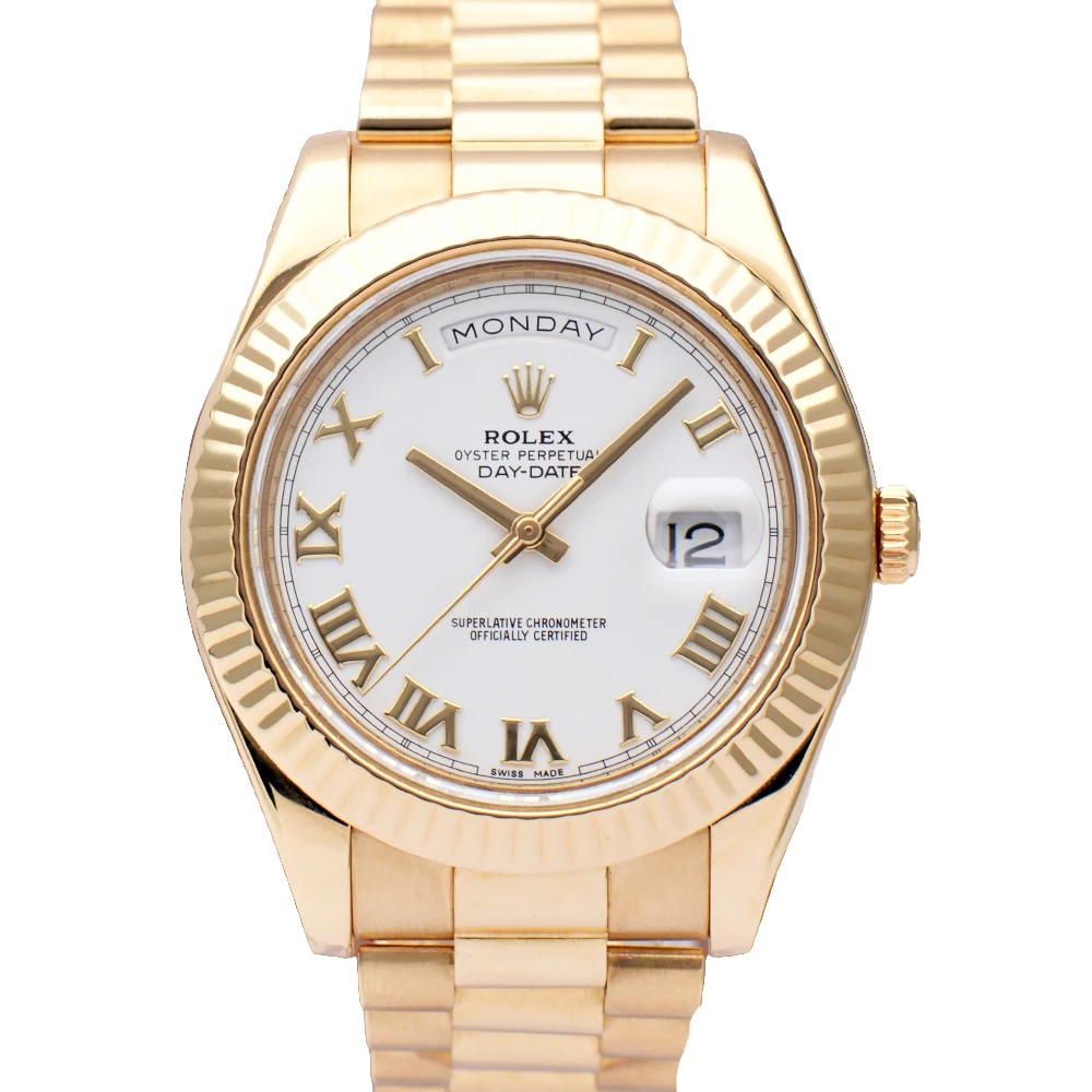 99新 Rolex/劳力士 星期日历218238白盘18k黄金41MM机械男士单表