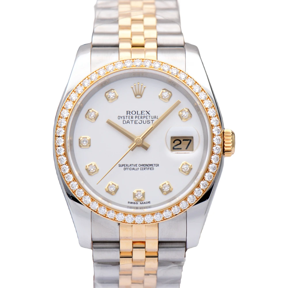 99新 Rolex/劳力士 日志型116243间黄金白面原钻自动机械表