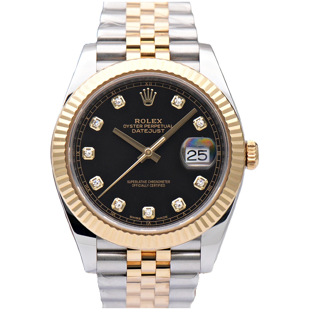 99新 Rolex/劳力士 日志型126333黑盘间黄金41表径自动机械男表