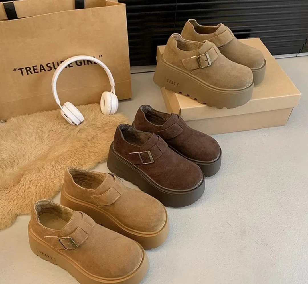 增高厚底勃肯鞋女加绒百搭2024新款休闲时尚秋冬