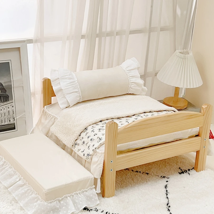 宝丽珍网红实木猫床猫咪床公主宠物床狗窝狗床四季通用保暖可拆洗